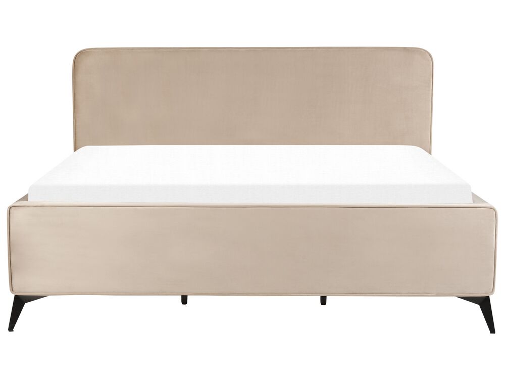 Bett mit Lattenrost Samtstoff VALOGNES 180 x 200 cm Taupe – Bild 3