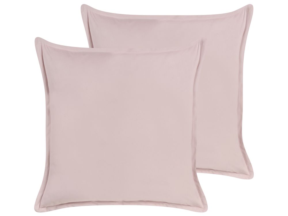 Dekokissen 2er Set EUSTOMA Samtstoff 60 x 60 cm Rosa Ohne Muster