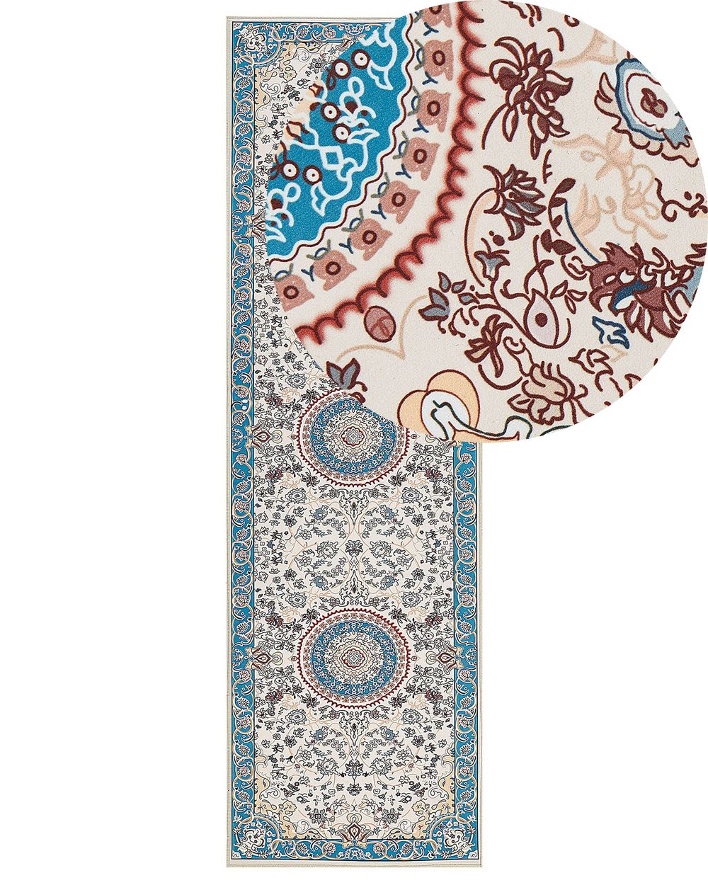 Runner Rug 60 x 200 cm Beige and Blue GORDES