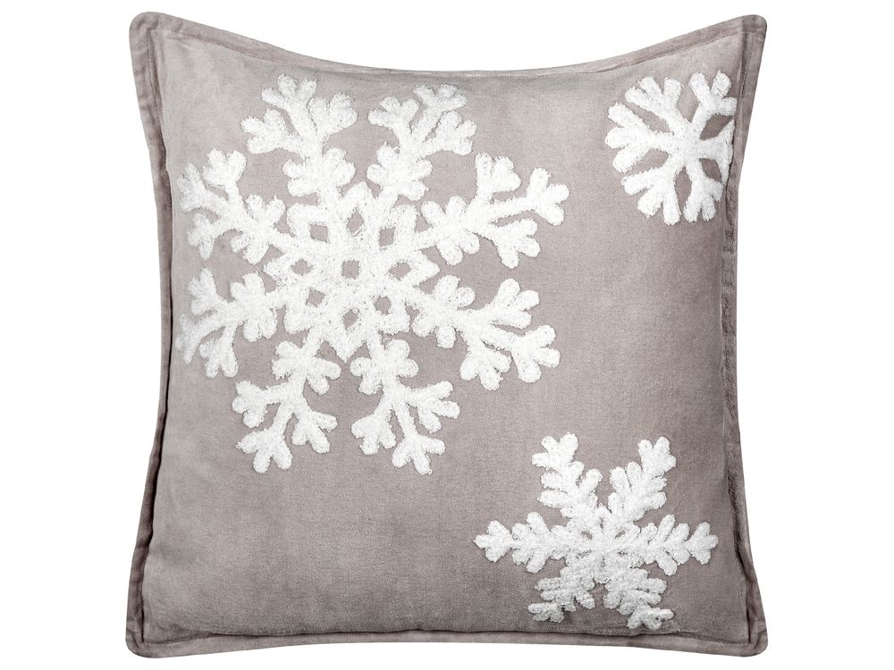 Dekokissen MURRAYA Samtstoff 45 x 45 cm Grau Weihnachtsmotiv