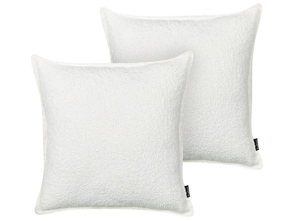 Dekokissen 2er Set SENECIA Bouclé 45 x 45 cm Cremeweiß Ohne Muster
