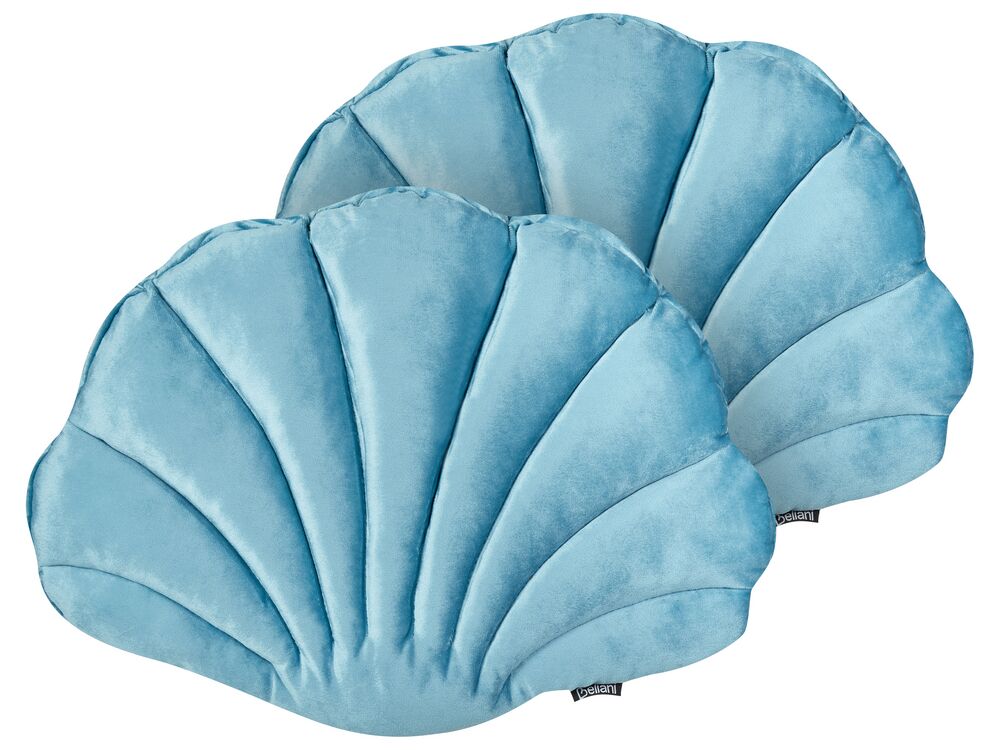 Dekokissen 2er Set CONSOLIDA Samtstoff 47 x 35 cm Hellblau Ohne Muster