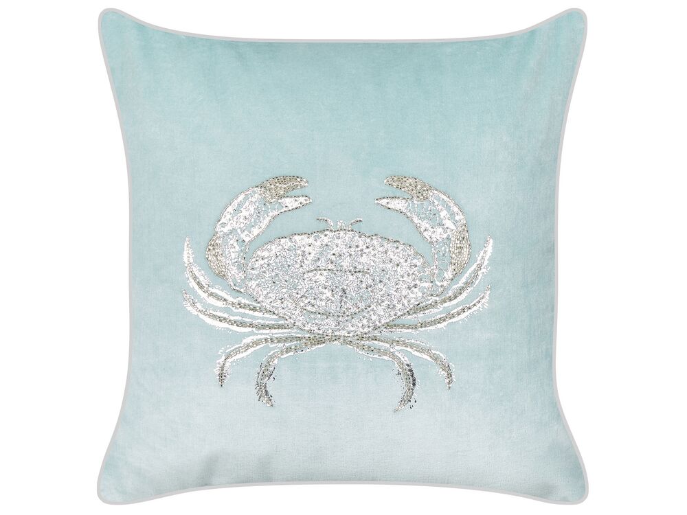 Dekokissen 2er Set BOSSIELLA Samtstoff 45 x 45 cm Hellblau Tiermuster – Bild 3