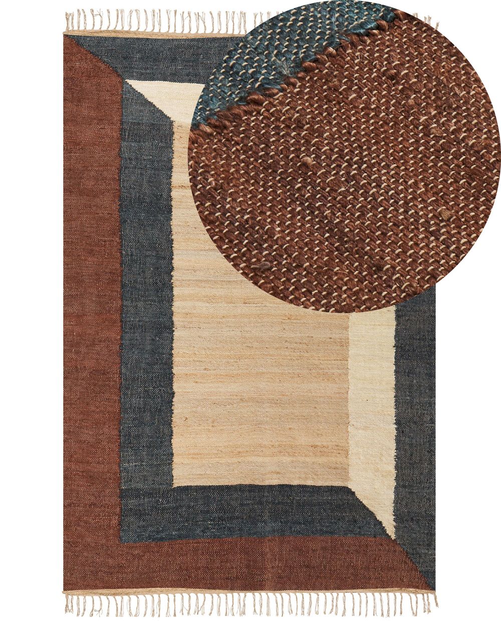 Teppich Jute mehrfarbig 200 x 300 cm geometrisches Muster Kurzflor ORTAKOY