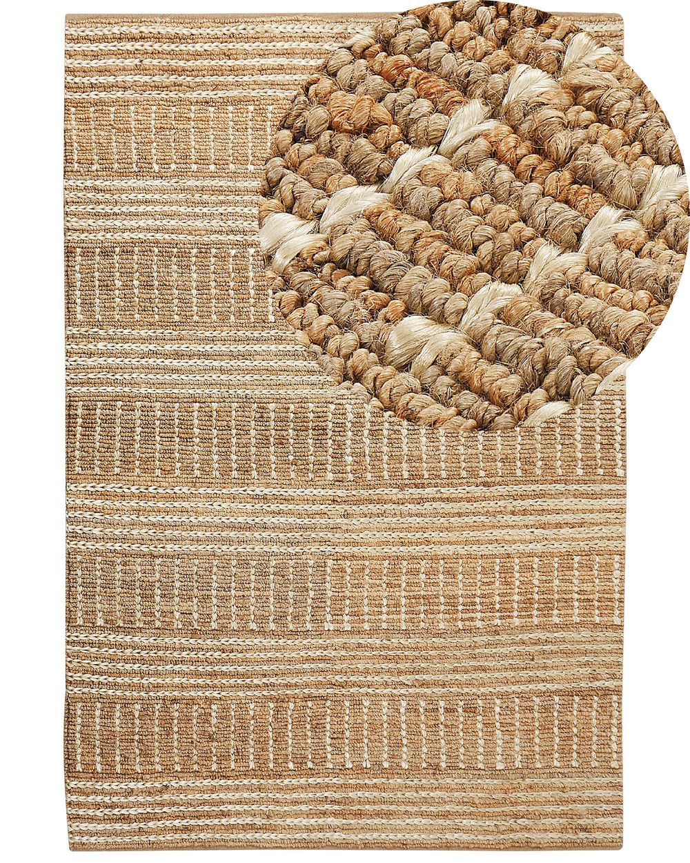 Teppich Jute beige 200 x 300 cm Streifenmuster Kurzflor KAMBERLI