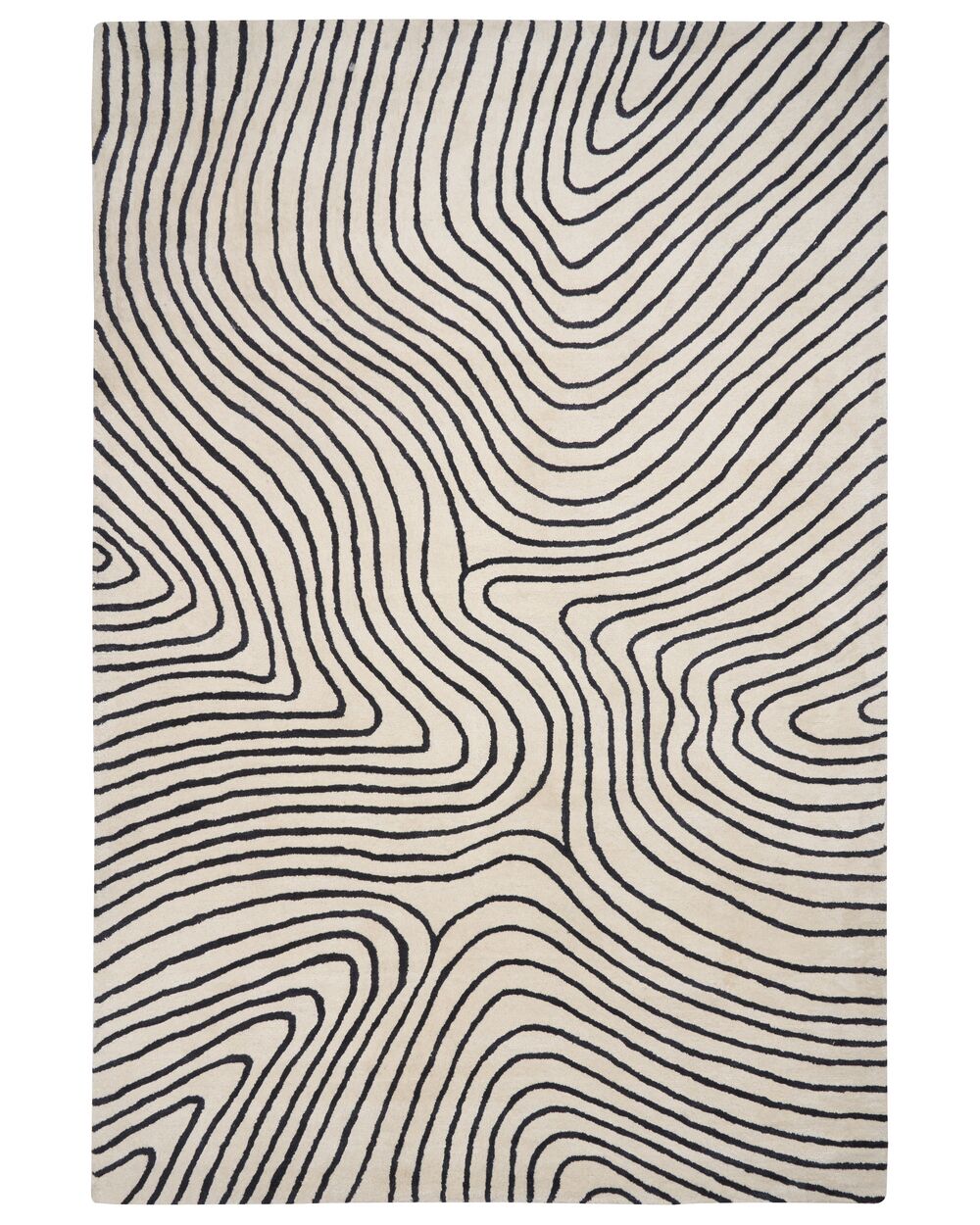 Teppich Viskose schwarz / weiß 200 x 300 cm geometrisches Muster Kurzflor RUMRA