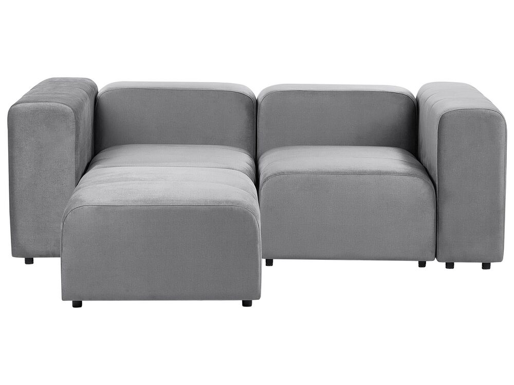 2 Seater Modular Velvet Sofa with Ottoman Grey FALSTERBO
