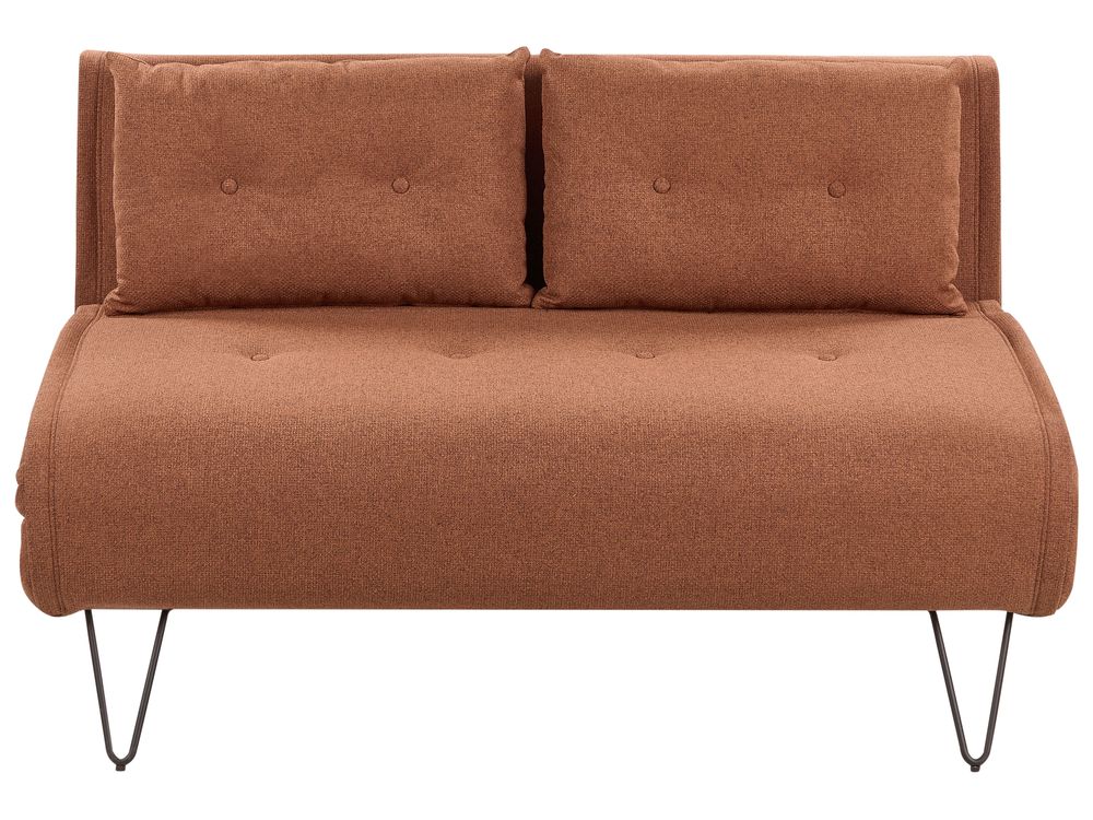 2 Seater Fabric Sofa Bed Orange VESTFOLD