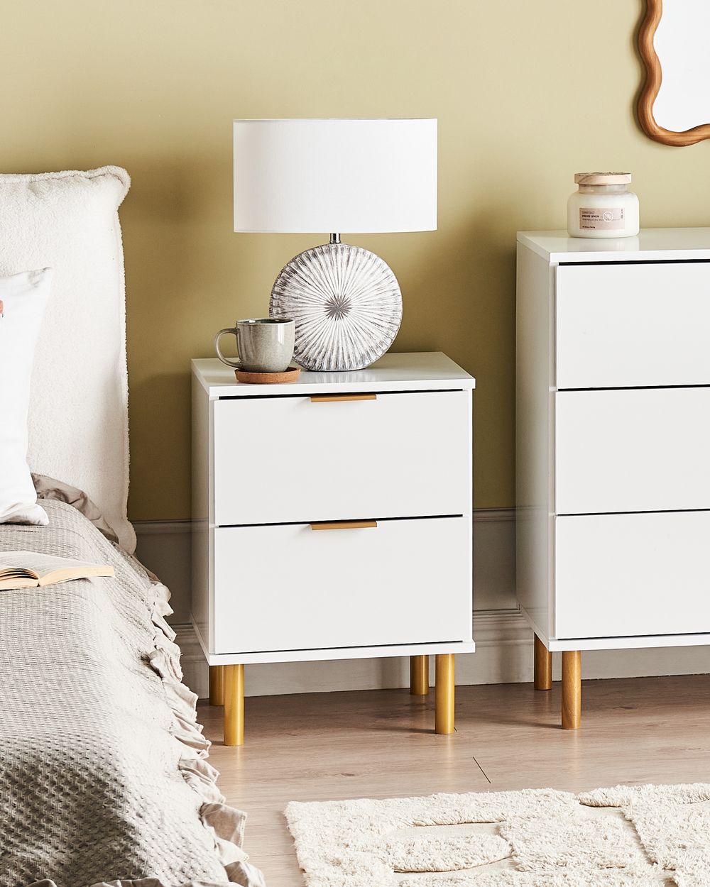 2 Drawer Bedside Table WALPOLE White – Bild 2