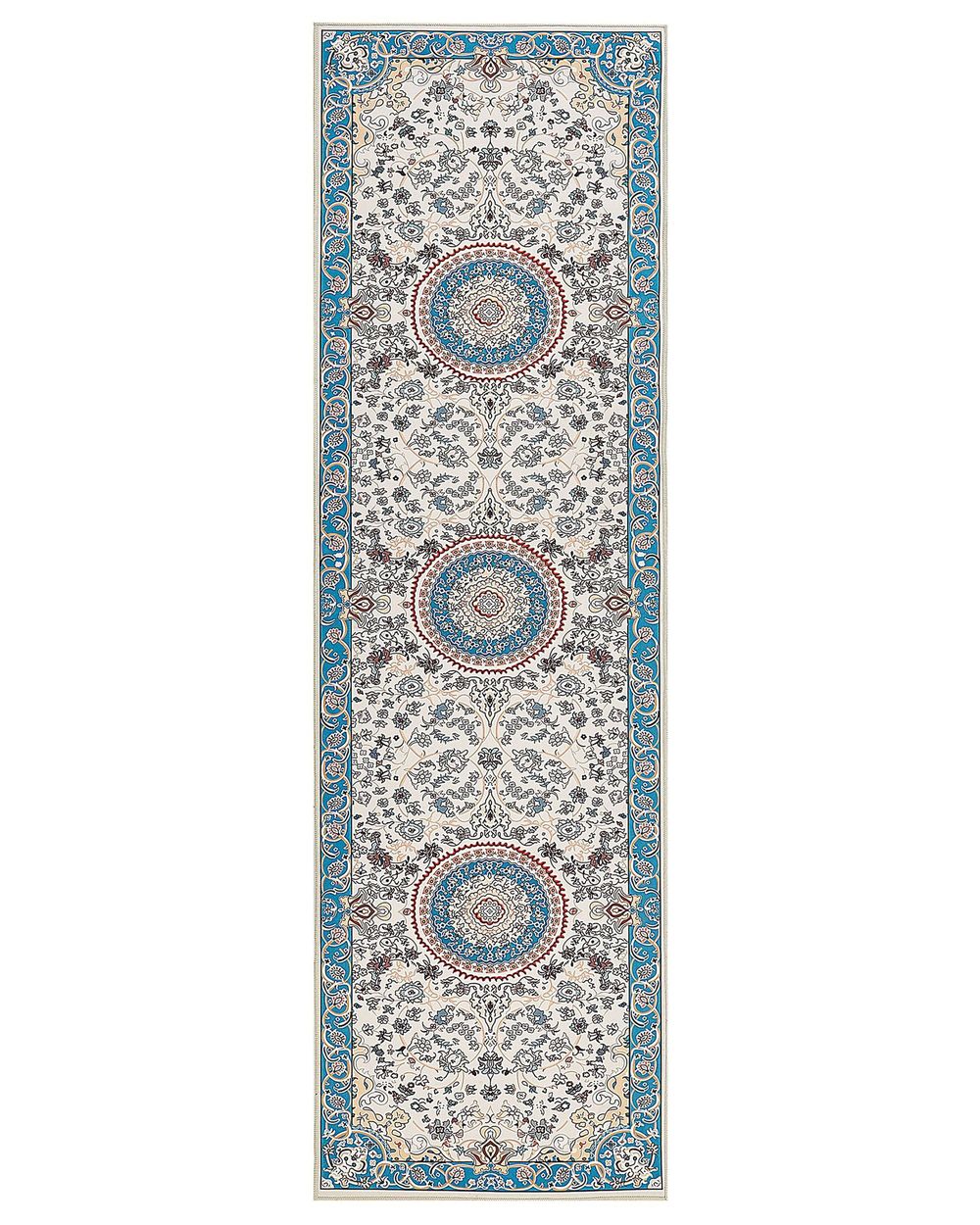 Runner Rug 60 x 200 cm Beige and Blue GORDES – Bild 3