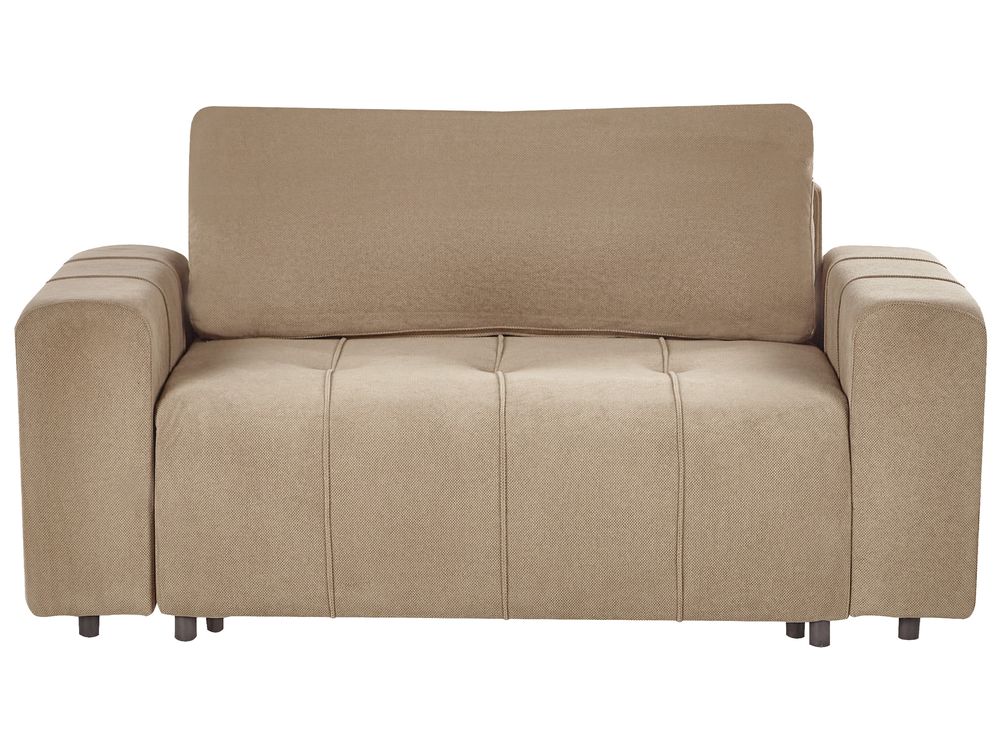 2 Seater Fabric Sofa Bed with Storage Brown INNVIK