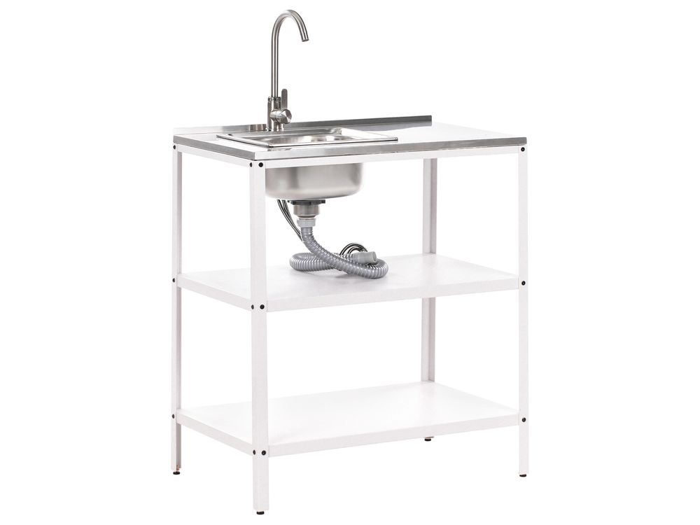 Outdoor-Küche 3er Set mit Spüle VILAMA Metall Weiß – Bild 3