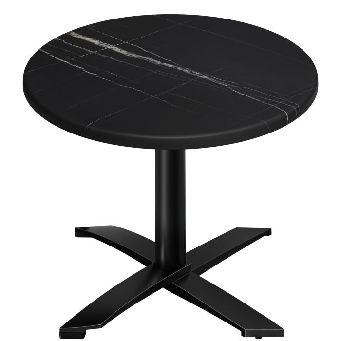 WTG | Bistro Außen Tisch | Ø:H 60 x 75,5 cm | Schwarz Marmor / Schwarz | Rund | Zusatzgewicht