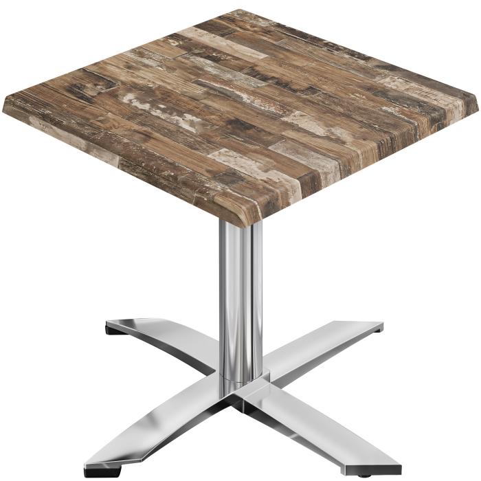 WTG | Bistro Außen Tisch | B: T: H:  60 x 60 x 75,5 cm | Vintage Old / Aluminium | Quadratisch | Klappbar + Zusatzgewicht